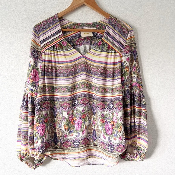Anthropologie Maeve Ceresco Peasant Top in Multicolor - Picture 2 of 8